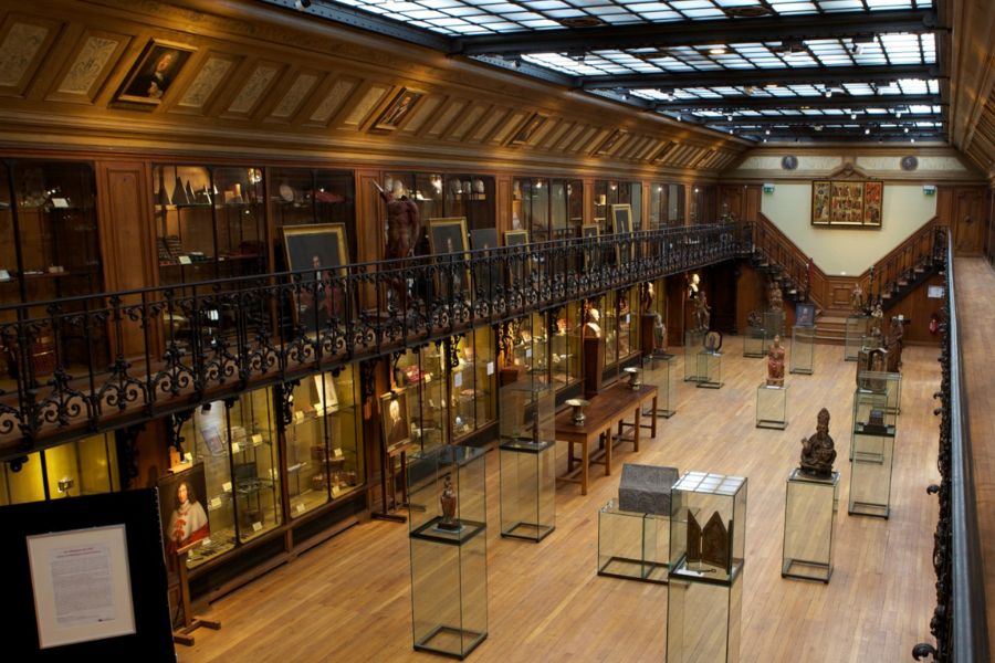 This is an image taken from the mezzanine floor of a big medical museum.