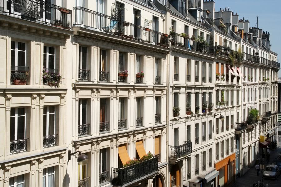 This is a picture of a row of Parisian apartments.