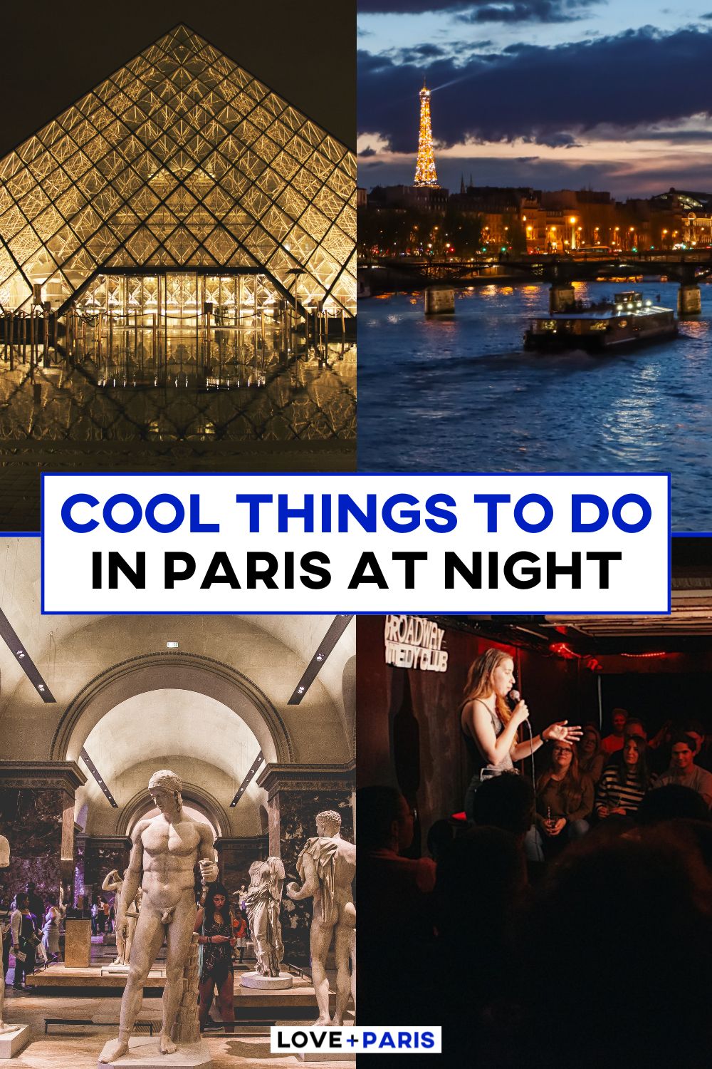 This is a Pinterest pin detailing the Cool Things To Do in Paris at Night.