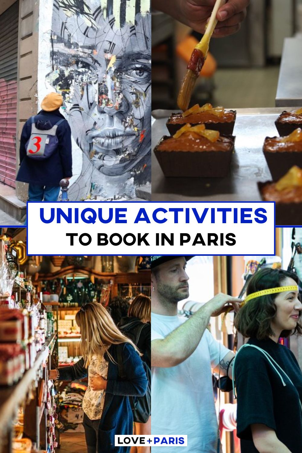 This image is a Pinterest pin detailing the unique activities you can book in Paris.