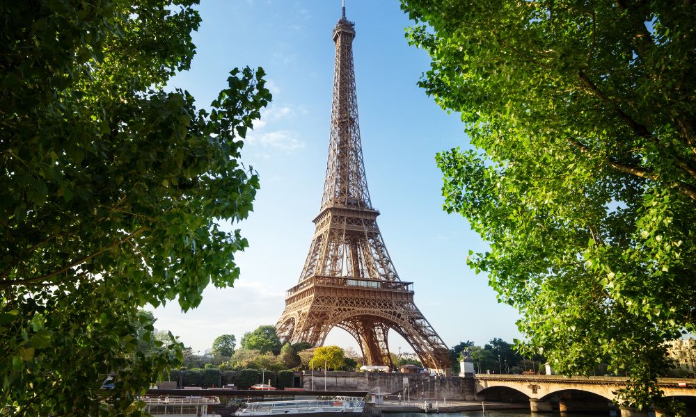 This is an image of the Eiffel Tower from the other side of the Seine.