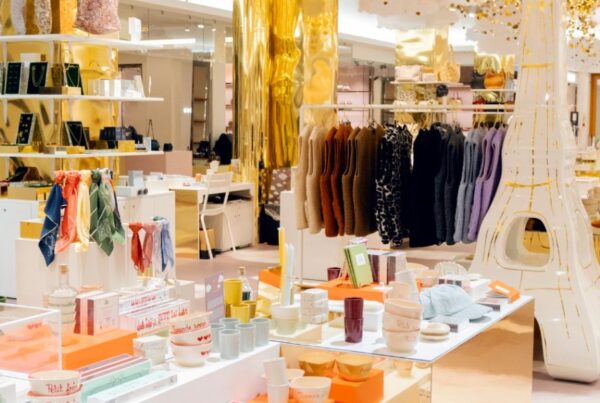Best Shopping Areas in Paris: This is an image of a beautiful showroom full of clothes homewares and beauty products.