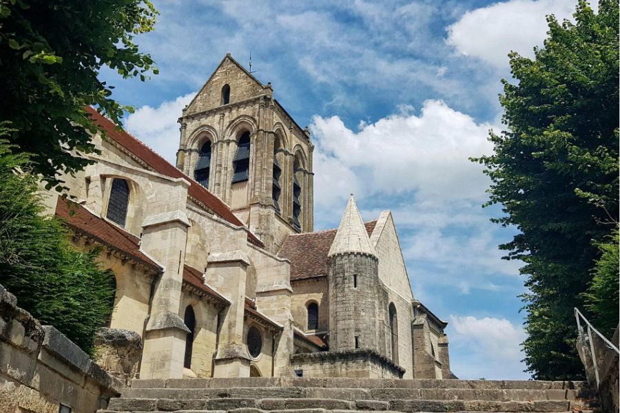 Van Gogh's church in Auvers-sur-Oise, viewed from the stone steps below