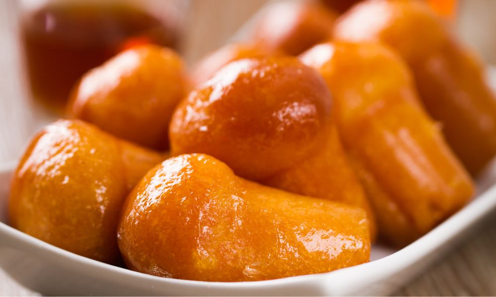 This is an image of a rum cake with plenty of syrup.