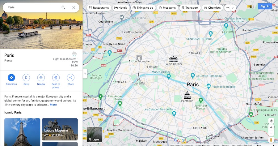 This is an image of google maps of Paris.