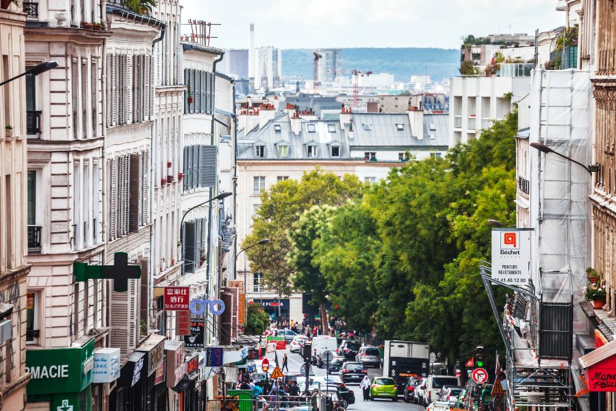 This is an image of a busy Parisian street that looks out over the rest of the city.