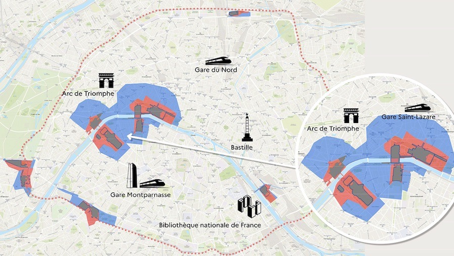 This is a map of all the places that will be blocked off during the Paris Olympics. It is important to keep this with you when visiting Paris during the Olympics.